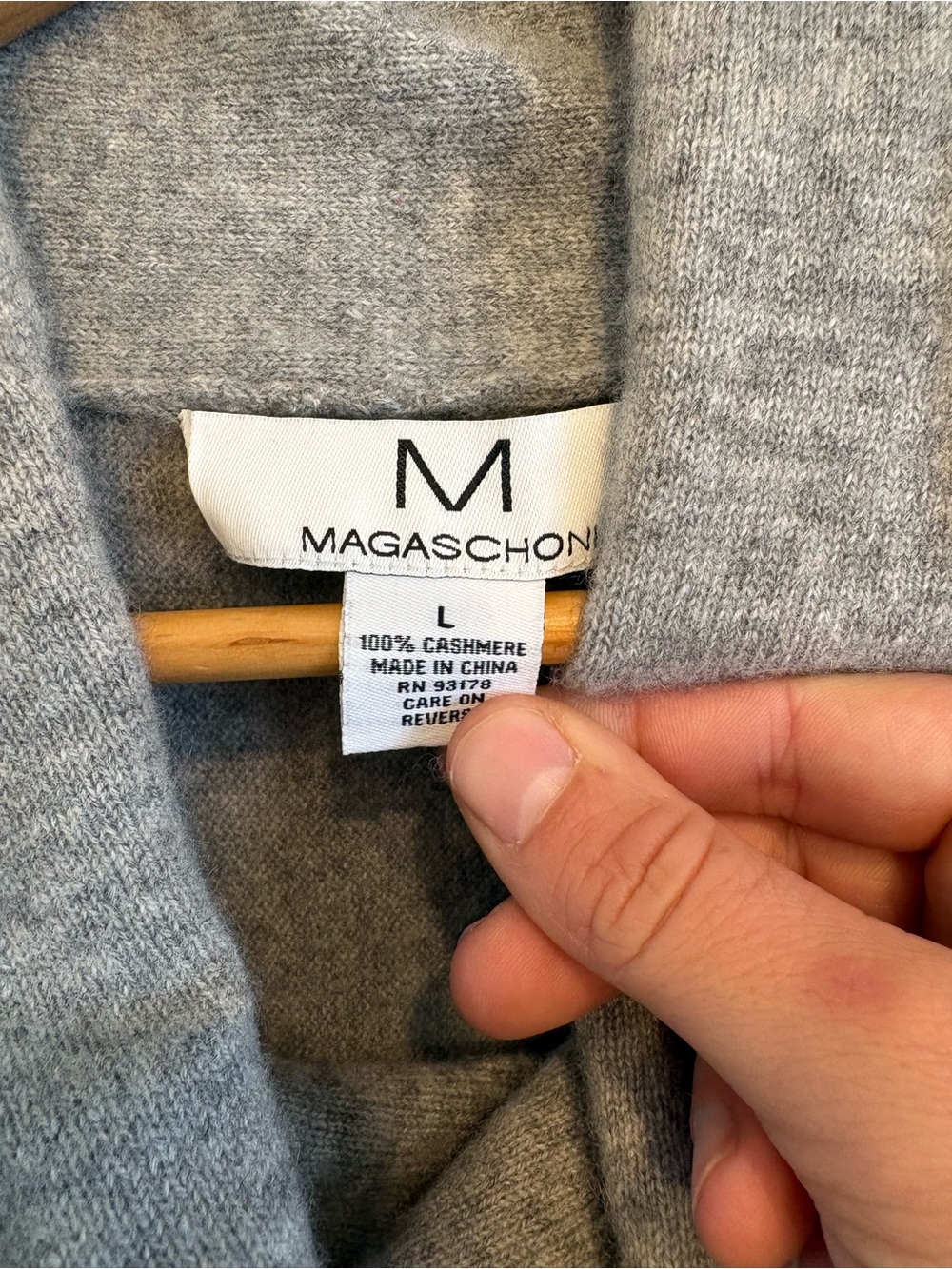 Magaschoni 100% Cashmere Sweater Gray Cowl Neck Tunic Pullover Women’s Large - Picture 5 of 15